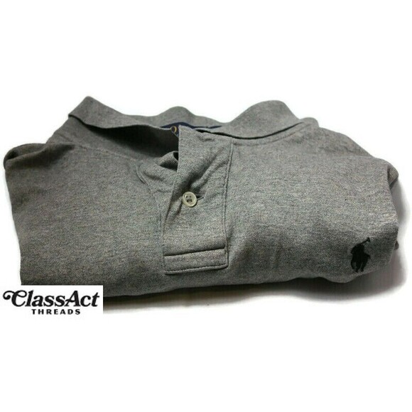 Ralph Lauren Polo Shirt Large Gray Pony Pima Cotton Soft Touch Men's Sz L - Picture 4 of 4